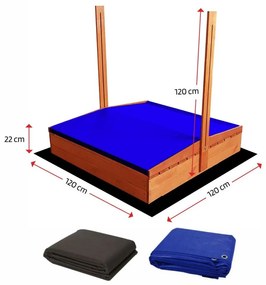 Sun Active Drevené pieskovisko so strieškou Sandy, modré - 120 cm