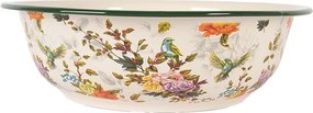 Béžová smaltovaná misa s kvetmi Vintage - Ø 30*9 cm / 3000 ml