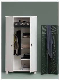 Biela šatníková skriňa z borovicového dreva 111x202 cm Ties – WOOOD