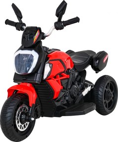 Ramiz Motorka Fast Tourist na batérie pre deti červená + audio + svetlá + ekokoža