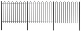 Záhradný plot s oblúkovým zakončením, oceľ 5,1x1,5 m, čierny 277676