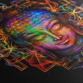 Obraz - Busta Budhu v neónových farbách (90x60 cm)