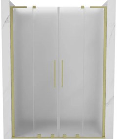 Mexen Velar L Duo, posuvné sprchové dvere do otvoru 140 cm, 8mm sklo námraza, zlatá matná, 871-140-003-32-55
