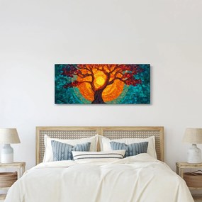 Obraz - Strom života a slnko v mozaike (120x50 cm)