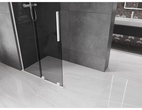 Mexen Velar L, posuvná sprchová zástena Walk-in 90 x 200 cm, 8mm šedé sklo, biela matná, 871-090-003-43-20