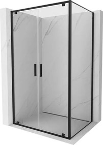 Mexen Exo, výklopná sprchová kabína, dvere 120 cm + bočná stena 80 cm, transparentné sklo, čierna, 8182-120-080-70-00