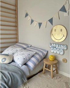 Zrkadlo Emoji do detskej izby – zlaté akrylové zrkadlo z dreva Ø40 cm