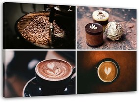 Obraz na plátně, Sada kávy a sladkostí - 60x40 cm