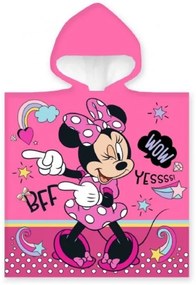 CARBOTEX - Dievčenské bavlnené pončo osuška s kapucňou Minnie Mouse Disney / 50 x 110 cm