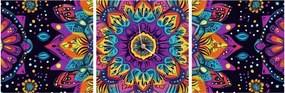Obraz - Kaleidoskopická mandala (s hodinami) (90x30 cm)