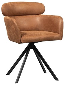 Koňakovohnedé čalúnené jedálenské kreslo s podrúčkami Fenne – WOOOD