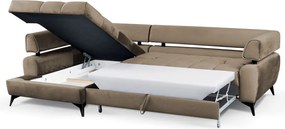 Rohová sedacia súprava Paris, svetlo hnedá látka, ľavý roh