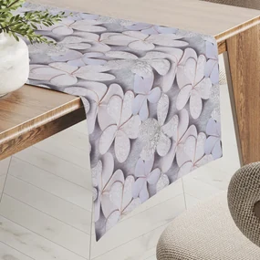 Biante Dekoračný behúň na stôl PML-032 Designové kvety na sivom 35x140 cm
