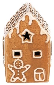 Vianočné dekorácia Perníkový domček I s LED osvetlením, keramika, 9 cm