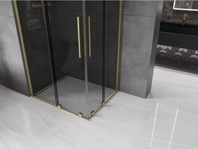 Mexen Velar Duo, sprchový kút s posuvnými dverami 100 x 90 cm, 8mm šedé sklo, zlatá matná, 871-100-090-42-55