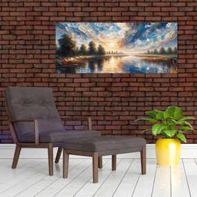 Obraz - Maľba slnka nad vodou (120x50 cm)