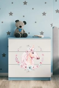 Dětská komoda BABYDREAMS Jednorožec modrá