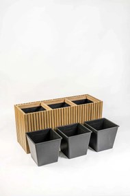 Drevený kvetináč MAXI, s priečkami, akácie, šírka 84 cm, hnedá