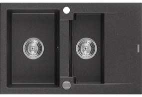 Mexen Gaspar - drez granitový 73,7x47,5cm, 1,5-komorový, čierna-škvrny, 6507731505-76