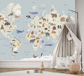 Gario Fototapeta Pastelová mapa kontinentov Materiál: Vliesová, Rozmery: 200 x 140 cm