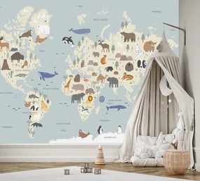 Gario Fototapeta Pastelová mapa kontinentov Materiál: Vliesová, Rozmery: 250 x 175 cm