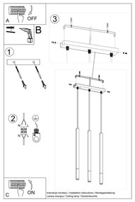 Luster na lanku MOSAIC 3xG9/12W/230V čierna/meď