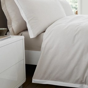 Krémové obliečky na jednolôžko z bavlneného perkálu 135x200 cm Seersucker Woven Stripe – Bianca