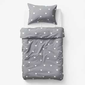 Goldea detské bavlnené obliečky - srdiečka na sivom 140 x 200 a 70 x 90 cm