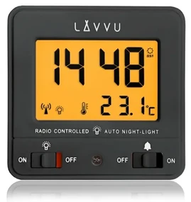 LAVVU Digitálny budík riadený rádiovým signálom