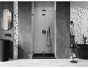 Mexen, Mexen Lunar-F skladacie ľavé sprchové dvere 80 cm, transparentné, pištoľový kov - 836-080-000-95-00-L