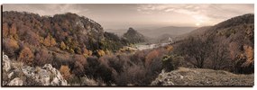 Obraz na plátne - Jesenná krajina pri západe slnka, Slovensko, Vrsatec - panoráma 5260FA (105x35 cm)