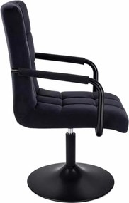 LuxuryForm DESIGN Otočná stolička VERONA BLACK VELUR na čiernom tanieri - čierna