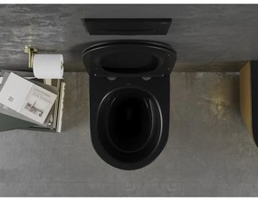 Mexen Lena, závesná toaletná misa 480x360x355 mm s pomaly padajúcim sedátkom, čierna matná - zlatý vzor, 30224077