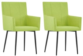 Jedálenské stoličky s opierkami 2 ks, zelené, látka