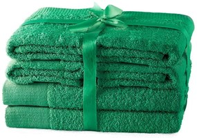 Zelené froté bavlnené uteráky a osušky v súprave 6 ks Amari – Restilo