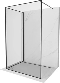 Mexen Kioto, 2-stenová sprchová zástena Walk-In 140 x 100 cm, 8mm číre sklo čierny vzor, čierny profil, 800-140-212-70-70-100