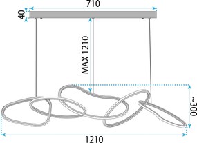 Toolight Toolight, LED stropné osvetlenie 120cm, 60W, 3000K, LHJ050-CP T, zlatá, OSW-50024