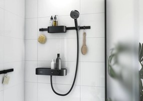 Hansgrohe WallStoris, súprava sprchovej hlavice 105, 3 prúdy, termostatu a kúpeľňových doplnkov, čierna matná, HAN-24250670