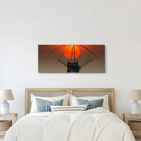 Obraz - Východ slnka, jazero Pakpra (120x50 cm)