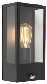 Vonkajšia nástenná lampa čierna s pohybovým senzorom IP44 - Rotterdam
