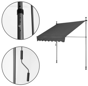 ModernHome Výškovo nastaviteľná vodeodolná balkónová slnečná clona s ručnou kľukou