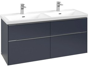 VILLEROY &amp; BOCH Subway 3.0 závesná skrinka pod dvojumývadlo, 4 zásuvky, s LED osvetlením, 1272 x 478 x 429 mm, Marine Blue, C568L0VQ