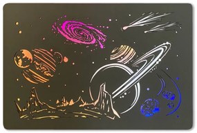 Svietiaci obraz Vesmír planéty RGB na batériu