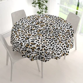 Biante Bavlnený okrúhly obrus Sandra SA-409 Leopardí vzor na bielom Ø 80 cm