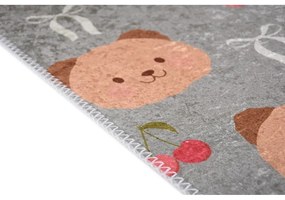 Sivý/hnedý prateľný detský koberec 60x100 cm Cute Teddies – Vitaus