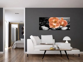Obraz - Oranžové orchidey (120x50 cm)