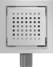 Mexen Flat-Q M08 štvorcová podlahová vpust 15 x 15 cm, brúsená oceľ - 1010515