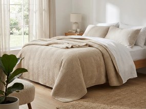 Béžový zamatový prehoz na posteľ ARROW VELVET Rozmer: 200 x 220 cm