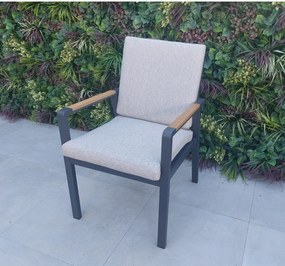 Záhradná jedálenská stolička EMOT antracit WPC so svetlou poduškou