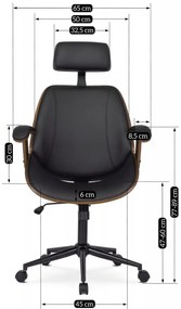 Vintino kancelárska otočná stolička ARTUR drevo orech, čierna ekokoža - vintino.sk